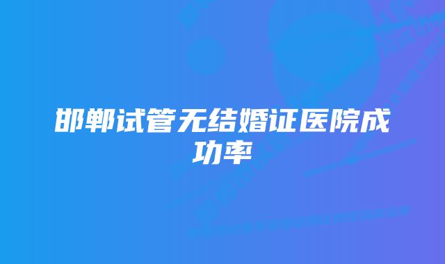 邯郸试管无结婚证医院成功率