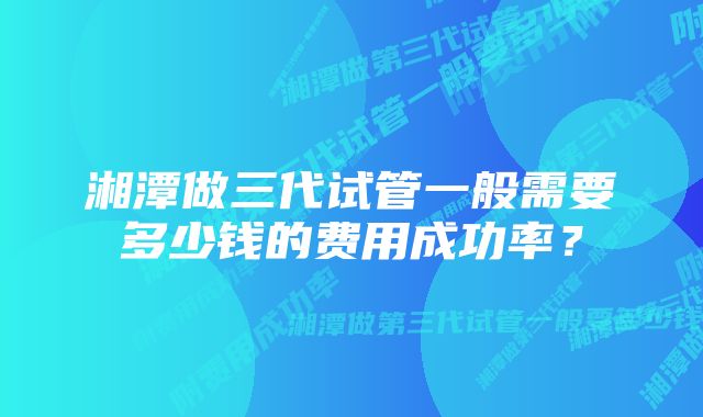 湘潭做三代试管一般需要多少钱的费用成功率？