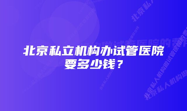 北京私立机构办试管医院要多少钱？