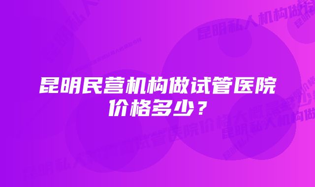 昆明民营机构做试管医院价格多少？