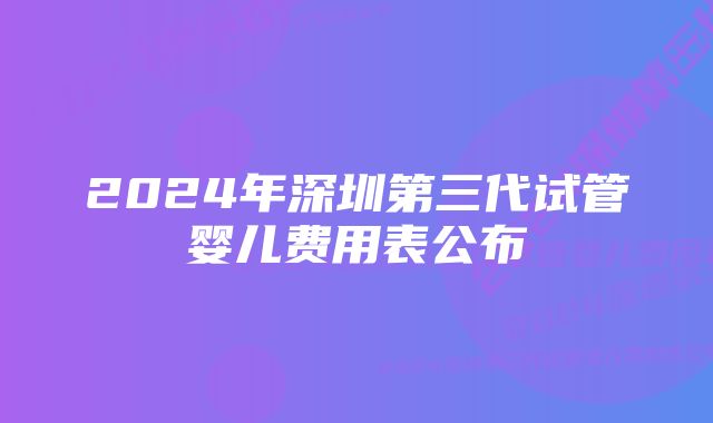 2024年深圳第三代试管婴儿费用表公布