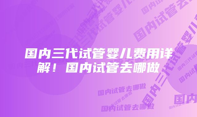 国内三代试管婴儿费用详解！国内试管去哪做