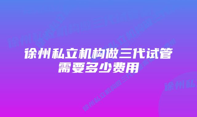 徐州私立机构做三代试管需要多少费用