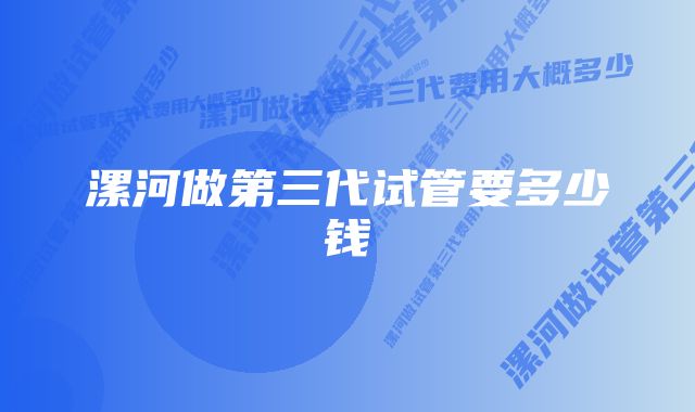 漯河做第三代试管要多少钱