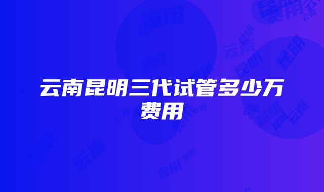 云南昆明三代试管多少万费用