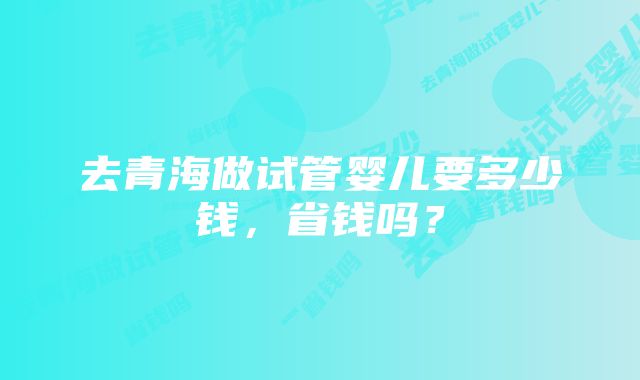 去青海做试管婴儿要多少钱，省钱吗？