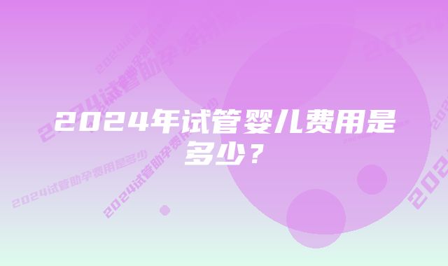 2024年试管婴儿费用是多少？