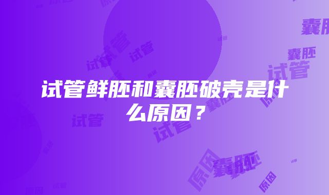 试管鲜胚和囊胚破壳是什么原因？