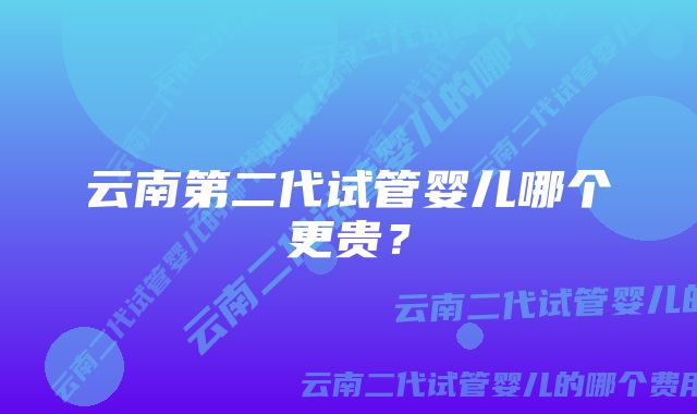 云南第二代试管婴儿哪个更贵？