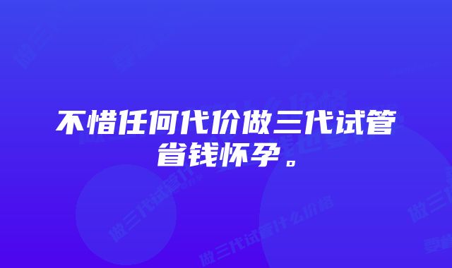 不惜任何代价做三代试管省钱怀孕。