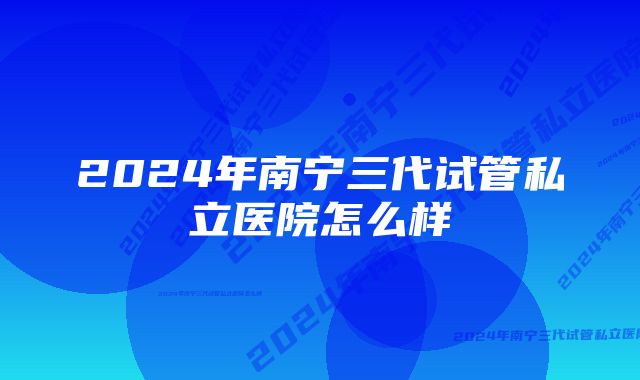 2024年南宁三代试管私立医院怎么样