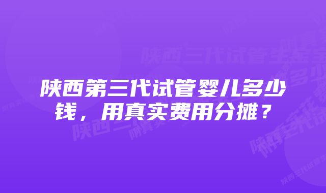 陕西第三代试管婴儿多少钱，用真实费用分摊？