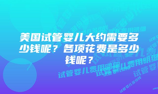 美国试管婴儿大约需要多少钱呢？各项花费是多少钱呢？