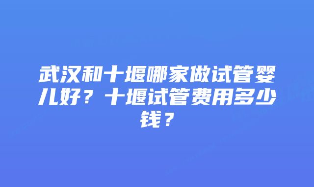 武汉和十堰哪家做试管婴儿好？十堰试管费用多少钱？