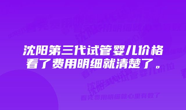 沈阳第三代试管婴儿价格看了费用明细就清楚了。