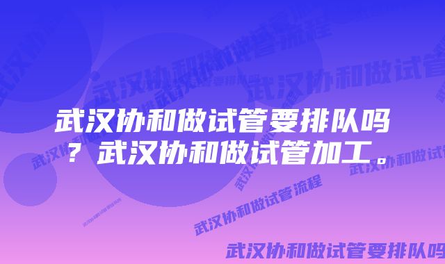 武汉协和做试管要排队吗？武汉协和做试管加工。