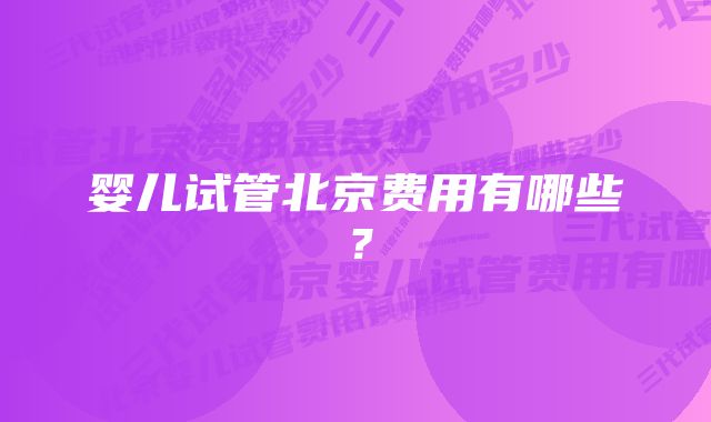 婴儿试管北京费用有哪些？