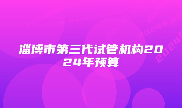 淄博市第三代试管机构2024年预算