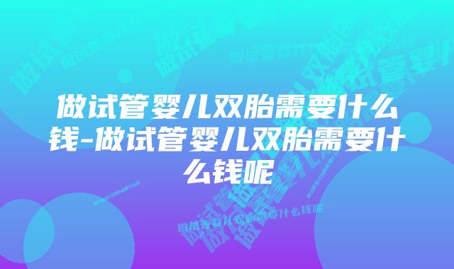 做试管婴儿双胎需要什么钱-做试管婴儿双胎需要什么钱呢