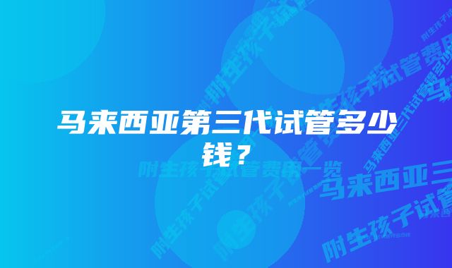 马来西亚第三代试管多少钱？