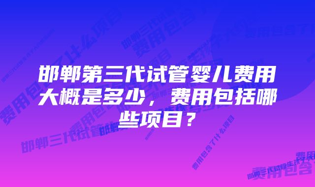 邯郸第三代试管婴儿费用大概是多少，费用包括哪些项目？