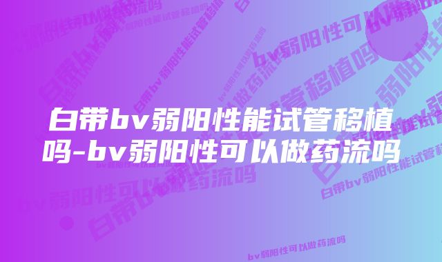 白带bv弱阳性能试管移植吗-bv弱阳性可以做药流吗