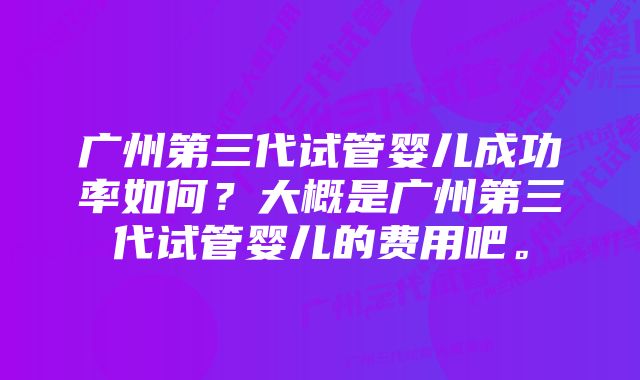 广州第三代试管婴儿成功率如何？大概是广州第三代试管婴儿的费用吧。