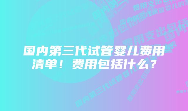 国内第三代试管婴儿费用清单！费用包括什么？