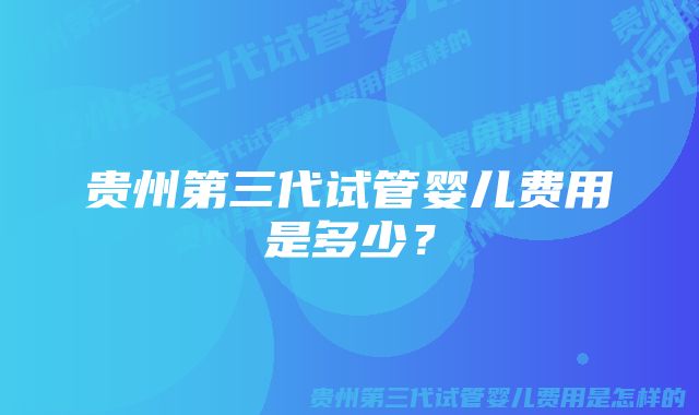 贵州第三代试管婴儿费用是多少？