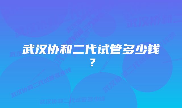 武汉协和二代试管多少钱？