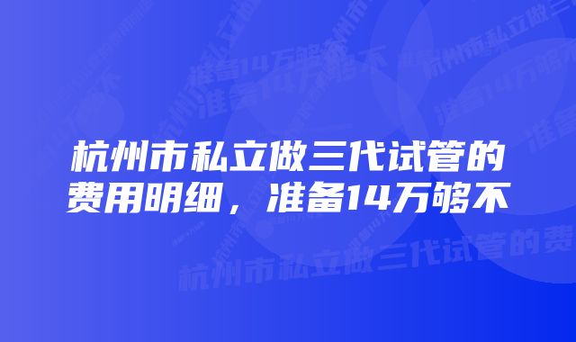 杭州市私立做三代试管的费用明细，准备14万够不