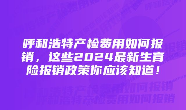 呼和浩特产检费用如何报销，这些2024最新生育险报销政策你应该知道！