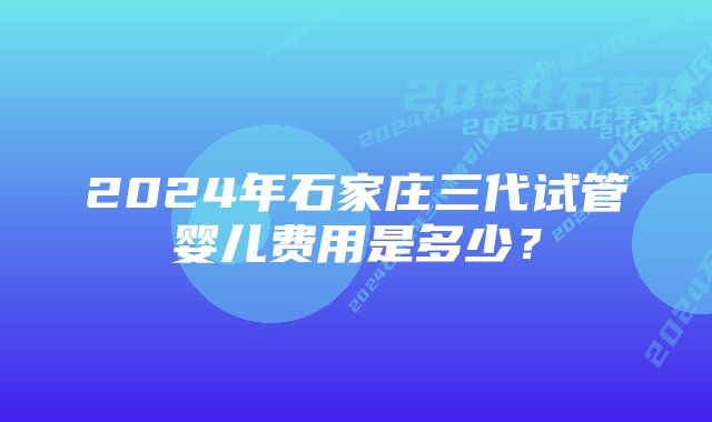 2024年石家庄三代试管婴儿费用是多少？