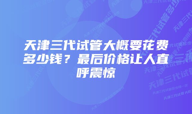 天津三代试管大概要花费多少钱？最后价格让人直呼震惊