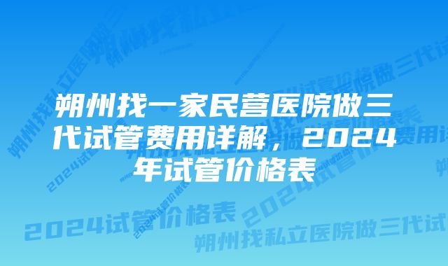 朔州找一家民营医院做三代试管费用详解，2024年试管价格表