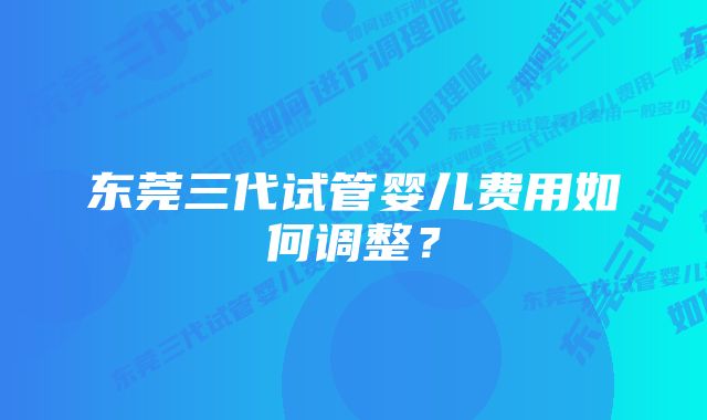 东莞三代试管婴儿费用如何调整？