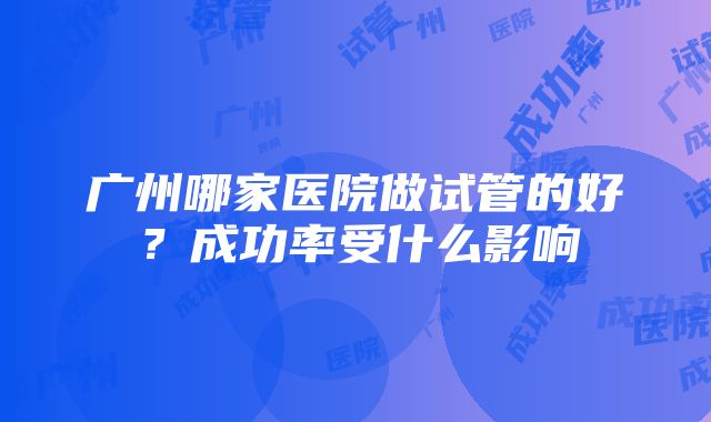 广州哪家医院做试管的好？成功率受什么影响