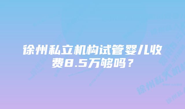 徐州私立机构试管婴儿收费8.5万够吗？