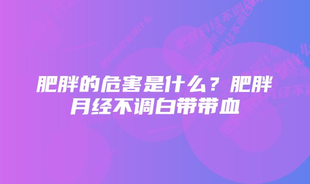 肥胖的危害是什么？肥胖月经不调白带带血