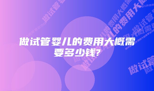 做试管婴儿的费用大概需要多少钱?