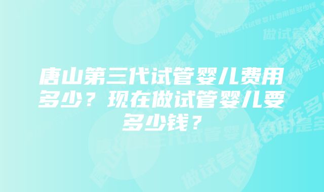 唐山第三代试管婴儿费用多少？现在做试管婴儿要多少钱？