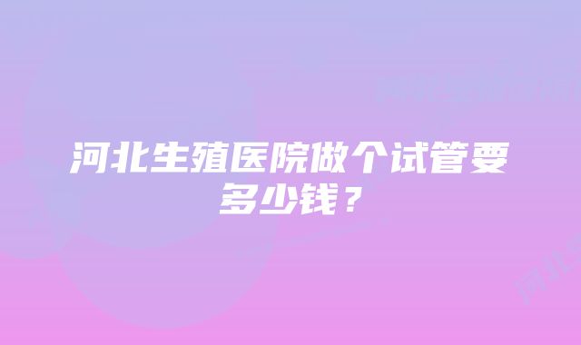 河北生殖医院做个试管要多少钱？