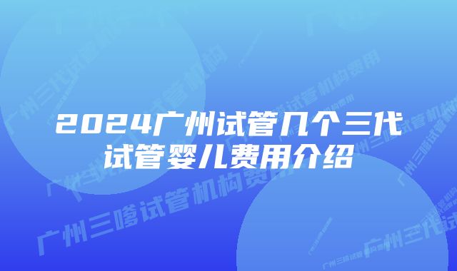 2024广州试管几个三代试管婴儿费用介绍