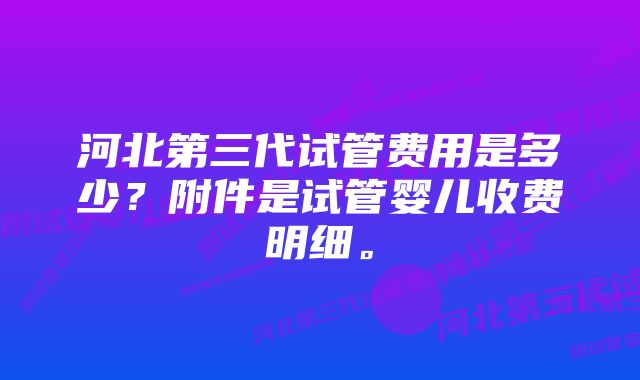 河北第三代试管费用是多少？附件是试管婴儿收费明细。