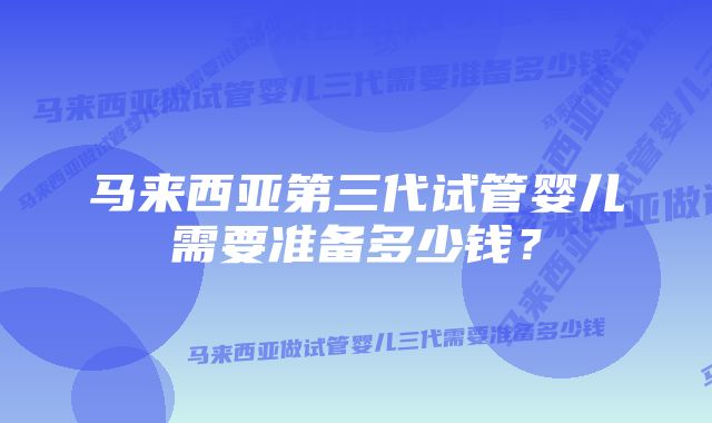 马来西亚第三代试管婴儿需要准备多少钱？