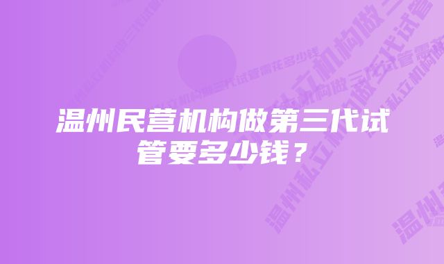 温州民营机构做第三代试管要多少钱？