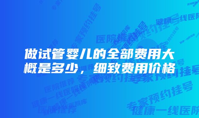 做试管婴儿的全部费用大概是多少，细致费用价格