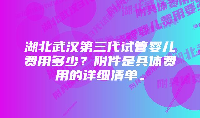 湖北武汉第三代试管婴儿费用多少？附件是具体费用的详细清单。