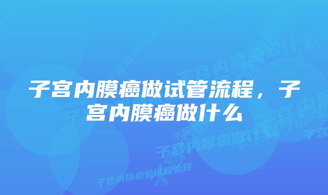 子宫内膜癌做试管流程，子宫内膜癌做什么