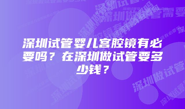 深圳试管婴儿宫腔镜有必要吗？在深圳做试管要多少钱？